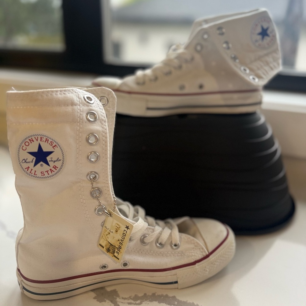Converse White High-Tops with Silver Accents